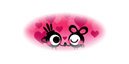 Two Patapons holding hands and blushing